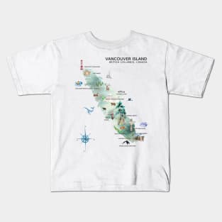 Illustrated Map of Vancouver Island Kids T-Shirt